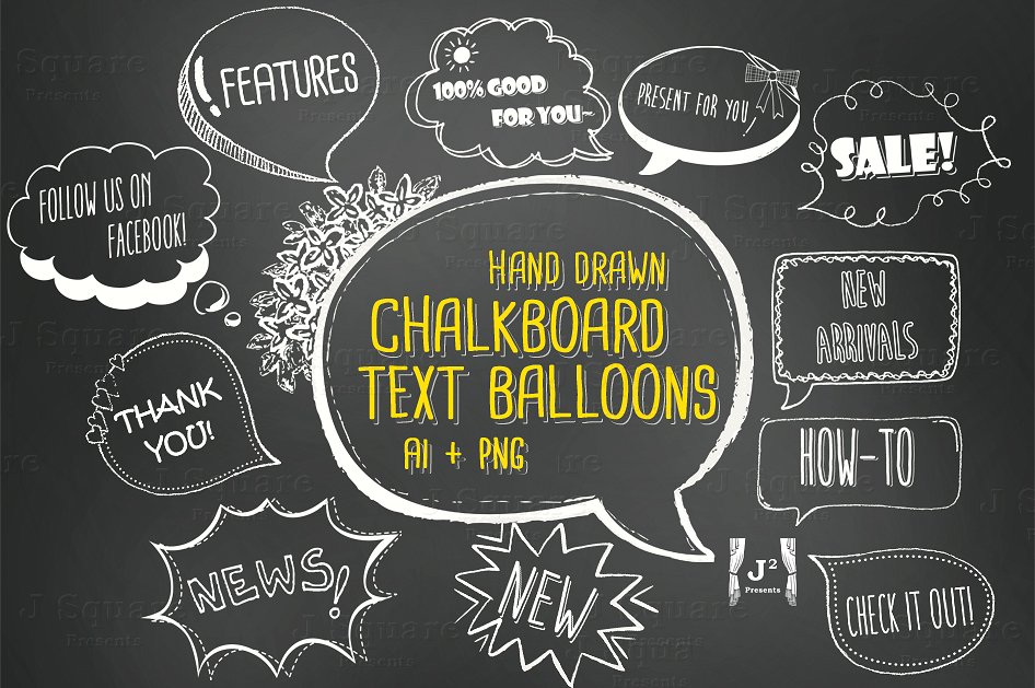 手绘对话框设计素材Vector Chalkboard Spe