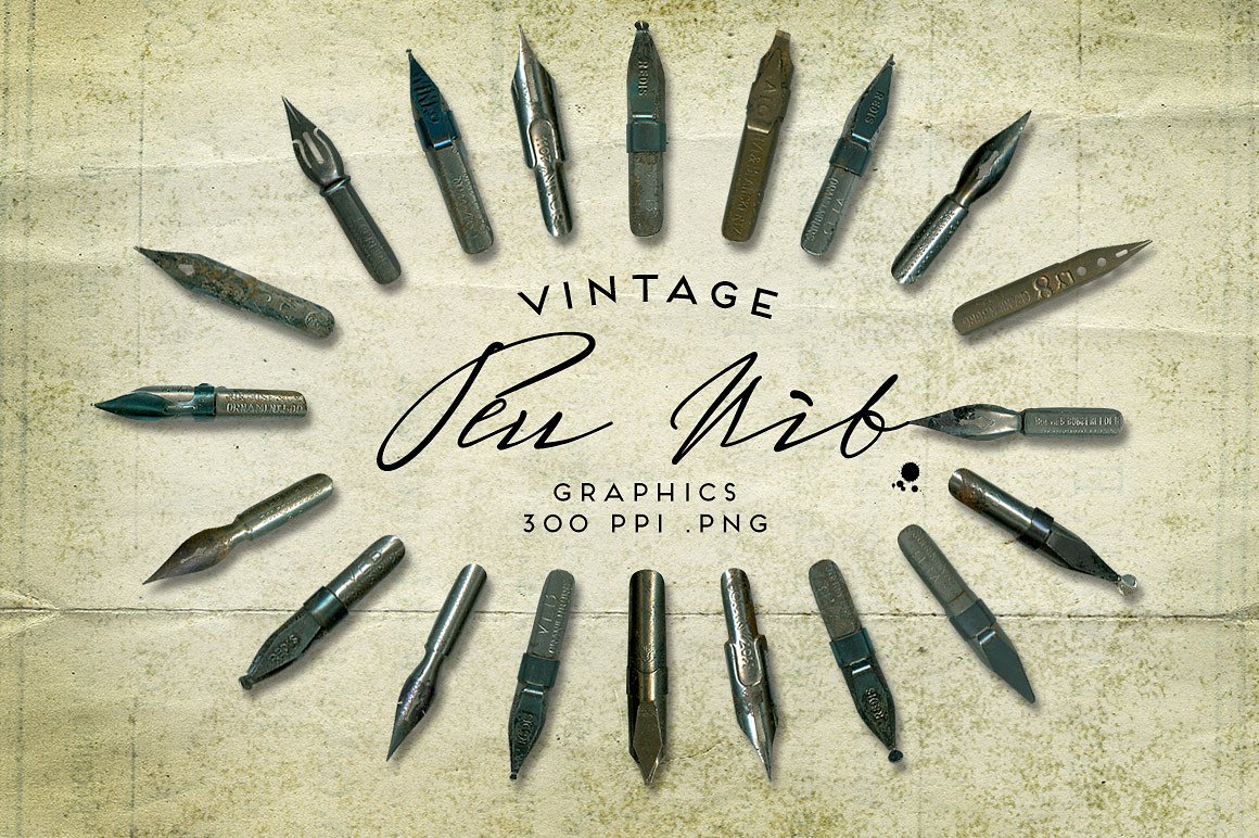 复古笔笔尖图形Vintage Pen Nib Graphic