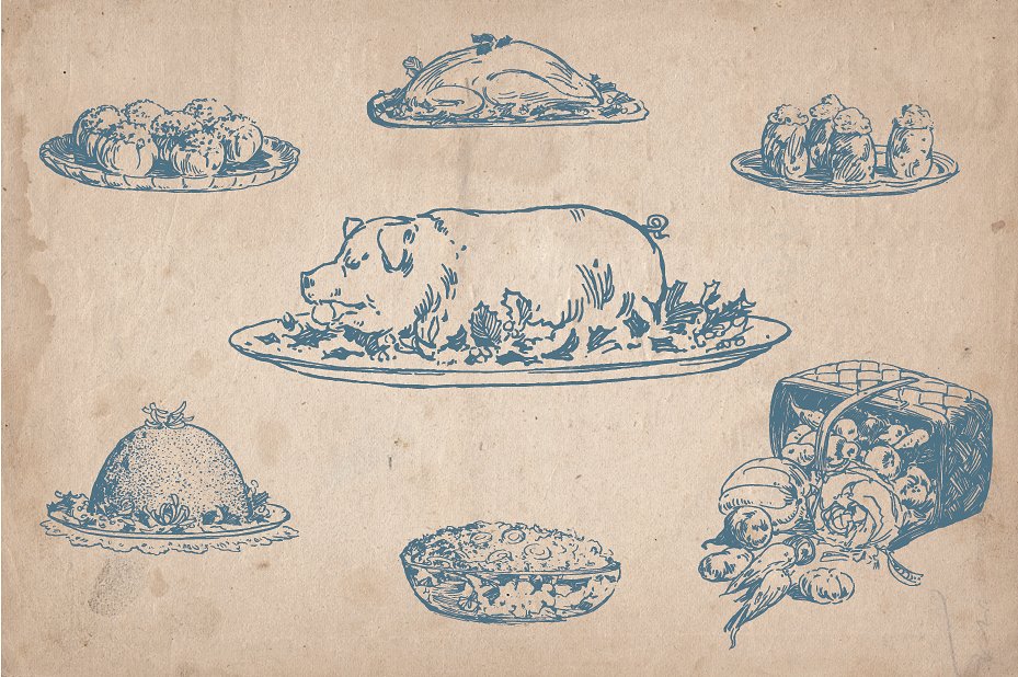 手绘复古食品Hand Drawn Vintage Food