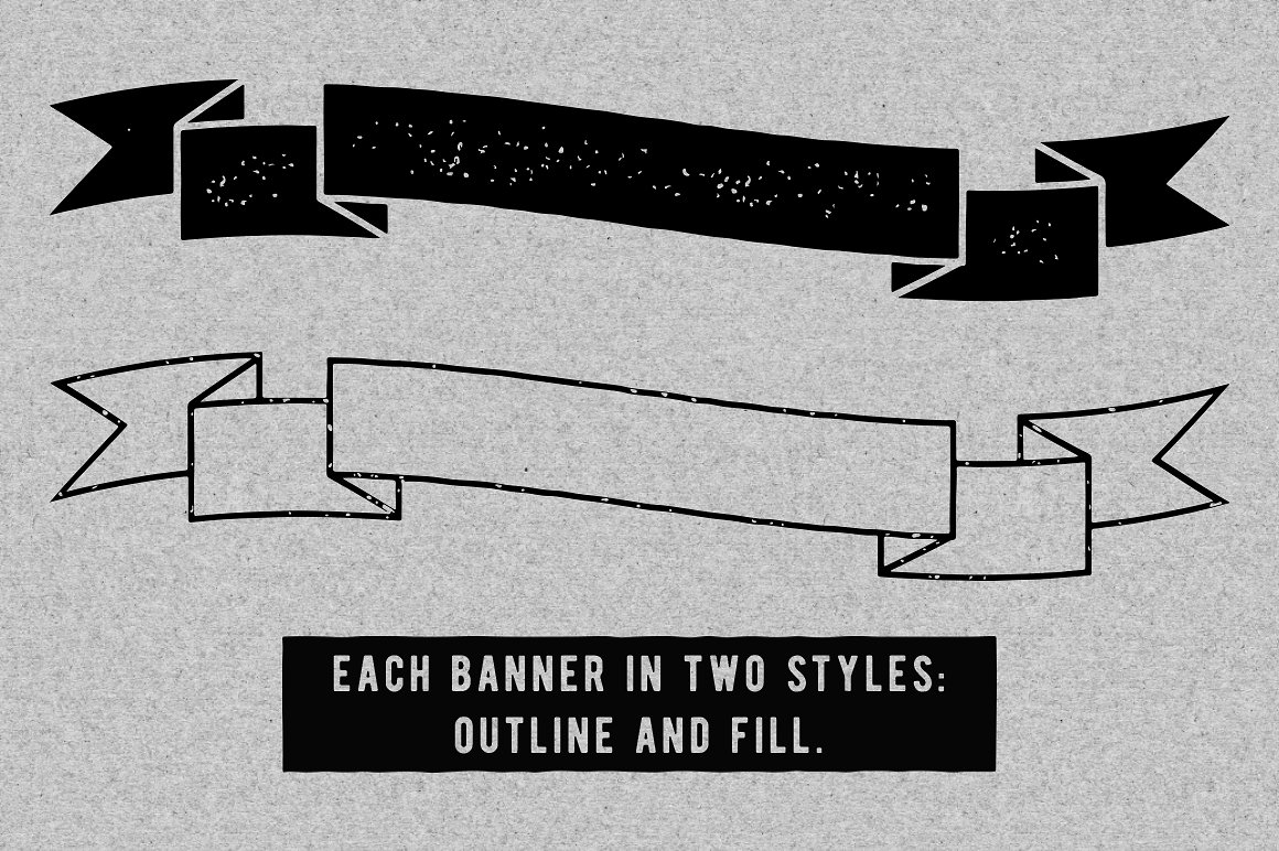 复古横幅设计元素Grunge scroll banners