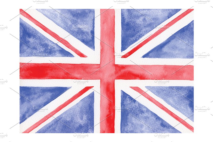 水彩英国国旗Watercolor British Flag