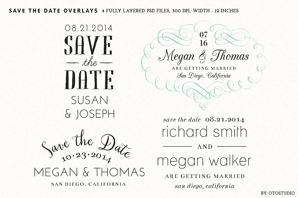 日期英文设计Save the Date Overlays -