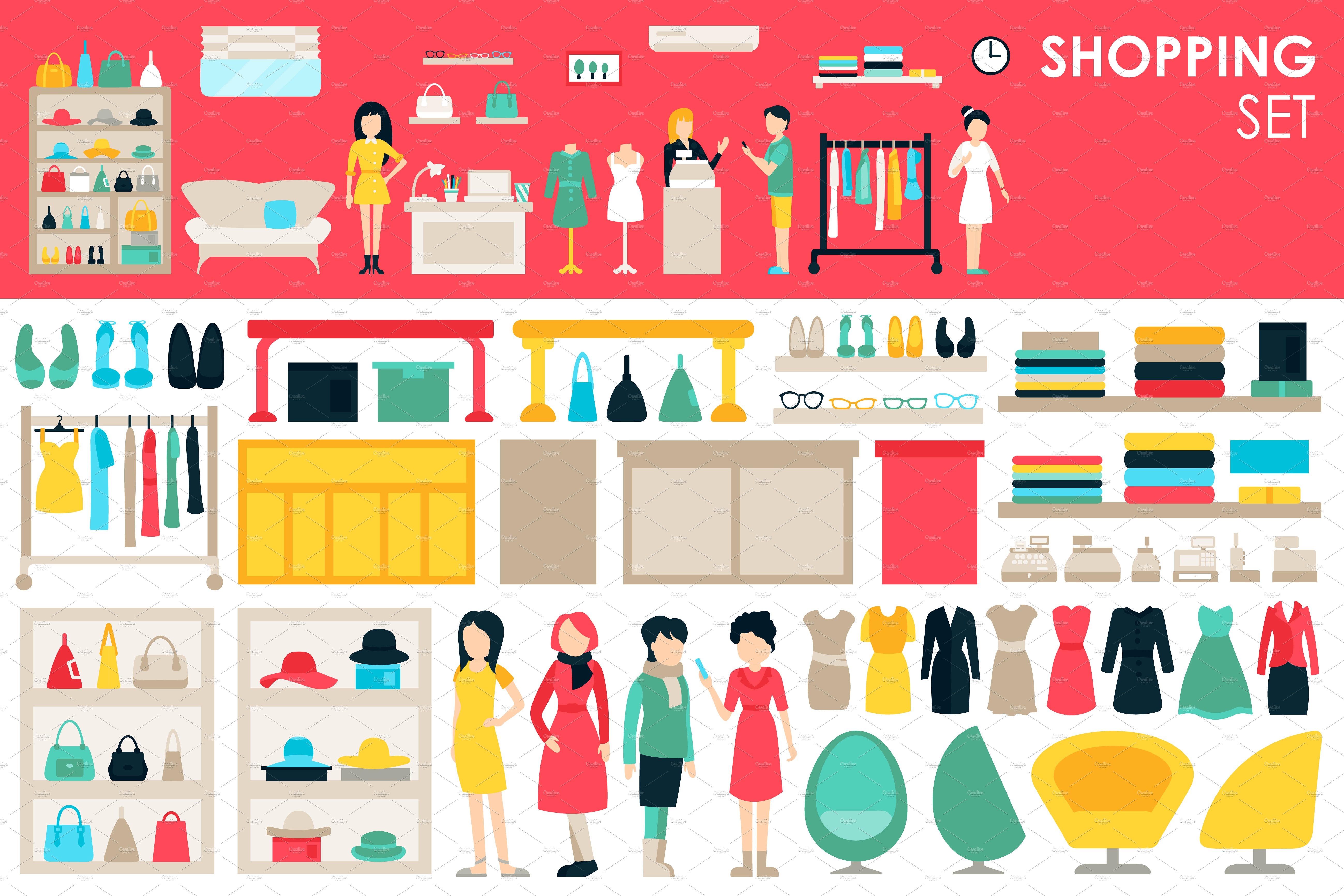 设计背景Shopping Flat Objects 9 co