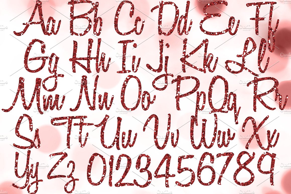 粉色闪光图案设计素材Red Glitter Alphabet