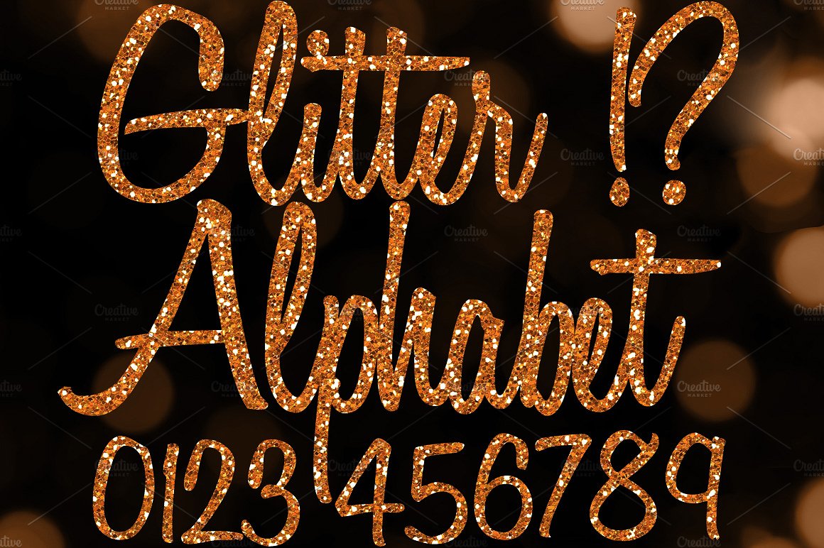 剪贴画文件Orange Glitter Alphabet C