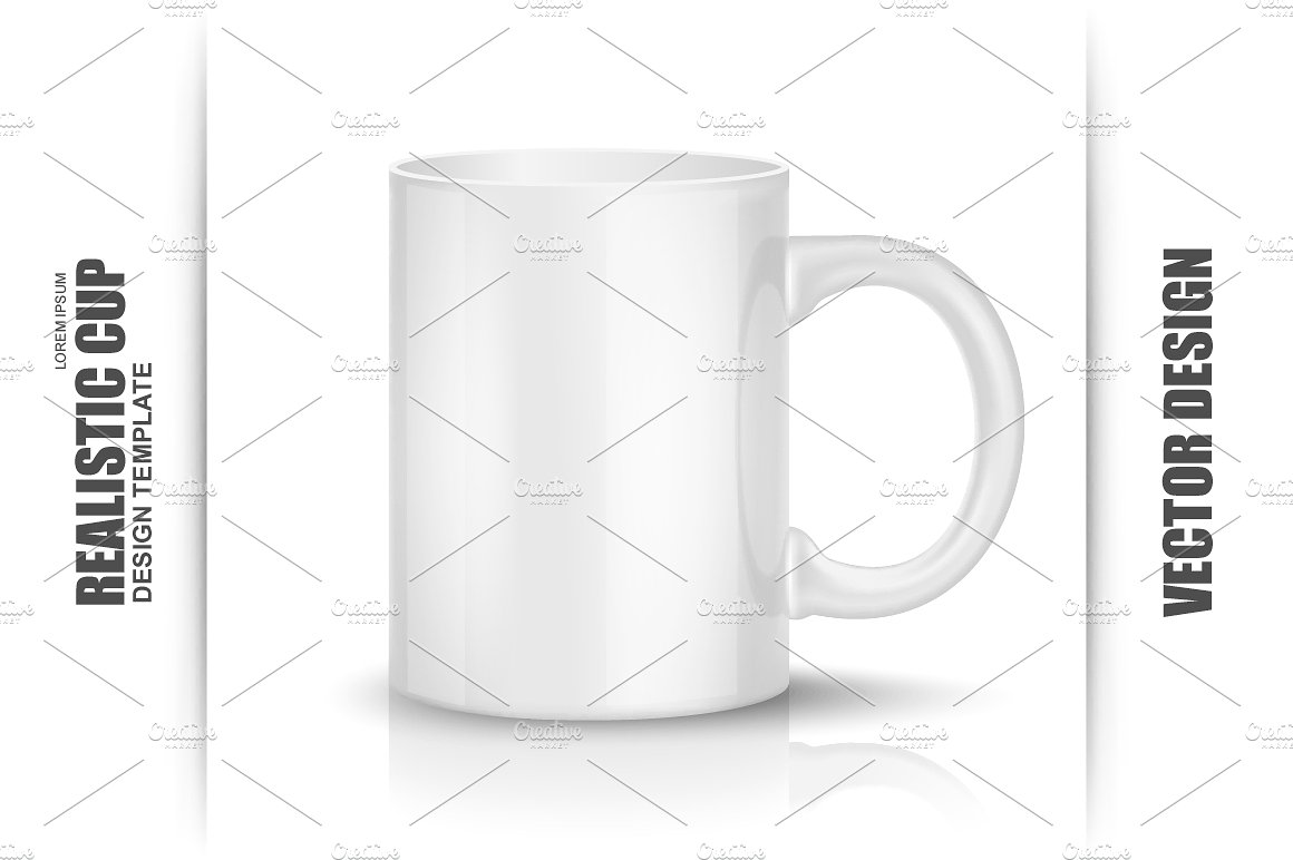 矢量杯子设计Realistic White Cup Vect