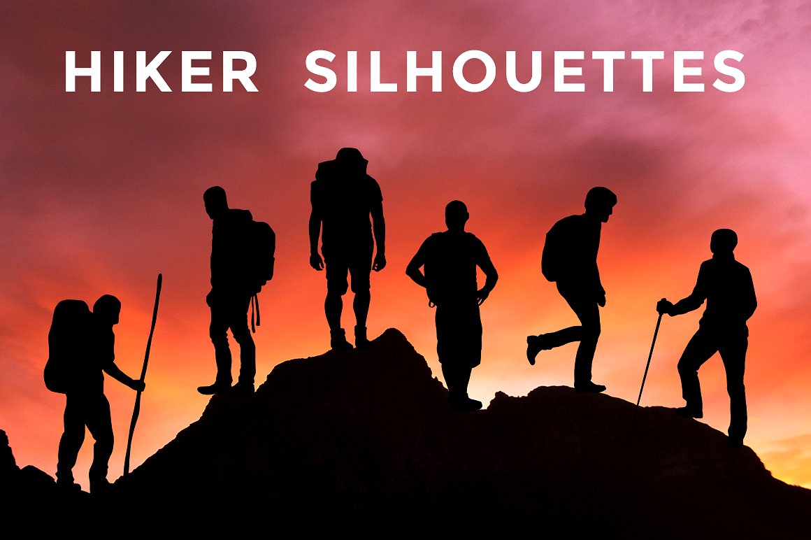 旅行者剪影设计素材Travel Hiker Silhouet