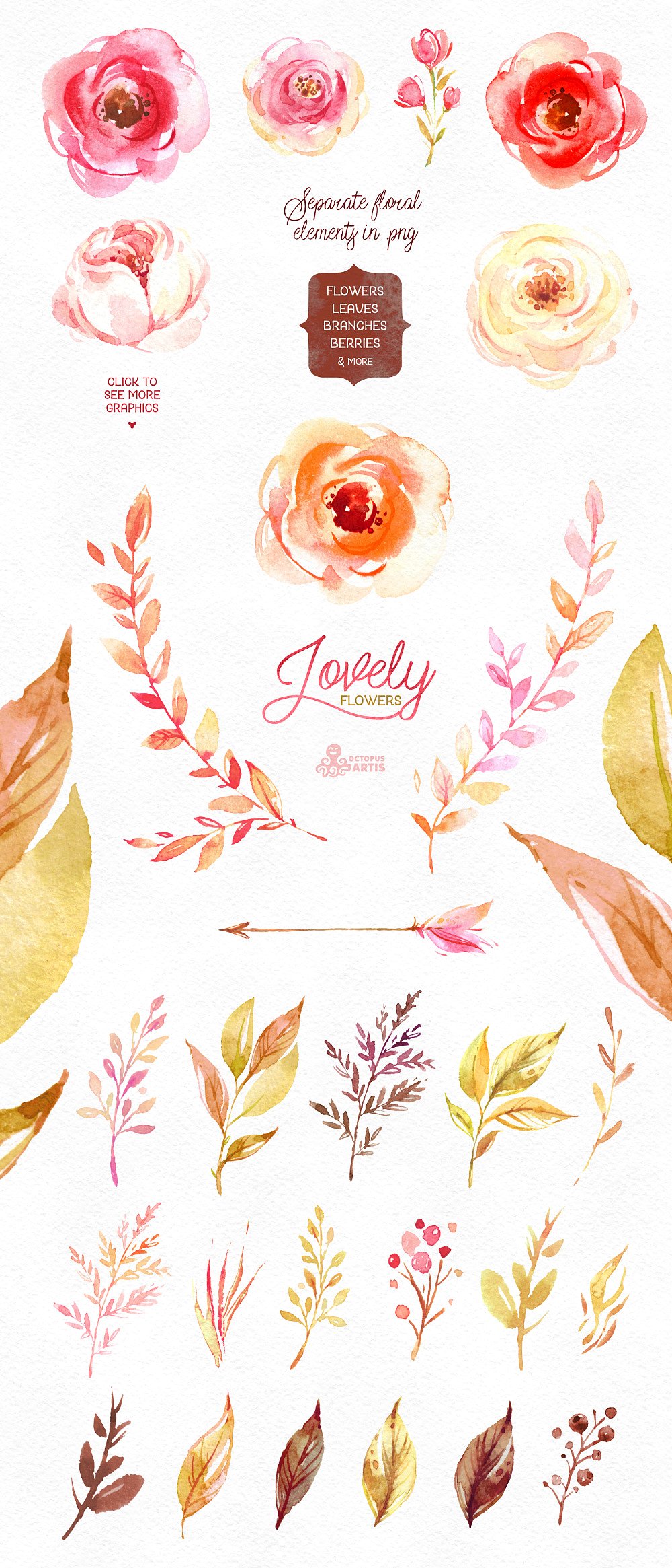 手绘花卉字体Lovely Flowers collectio