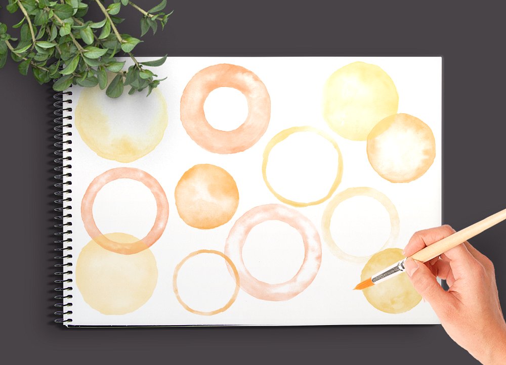 水彩圈自然图形Sunny Watercolor Circle