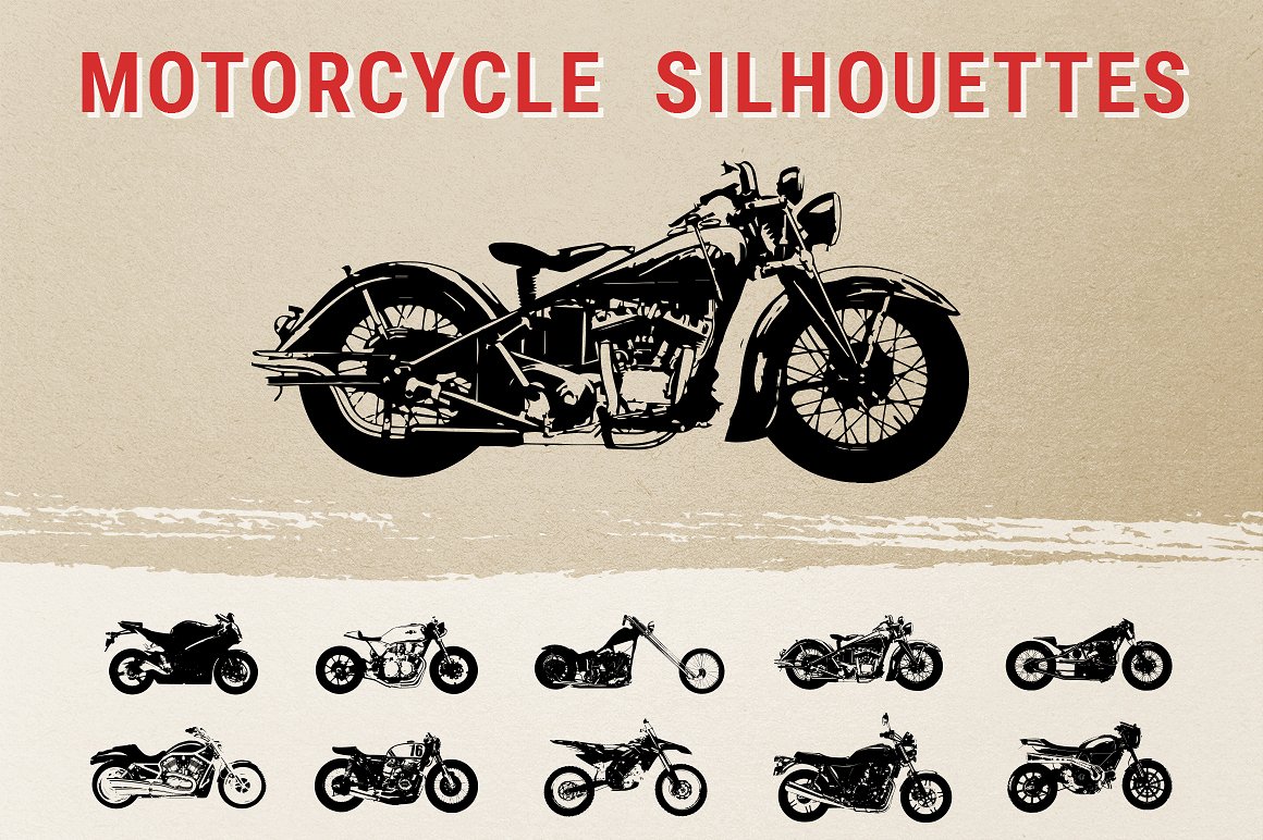 复古摩托车剪影Vintage Motorcycle Silh