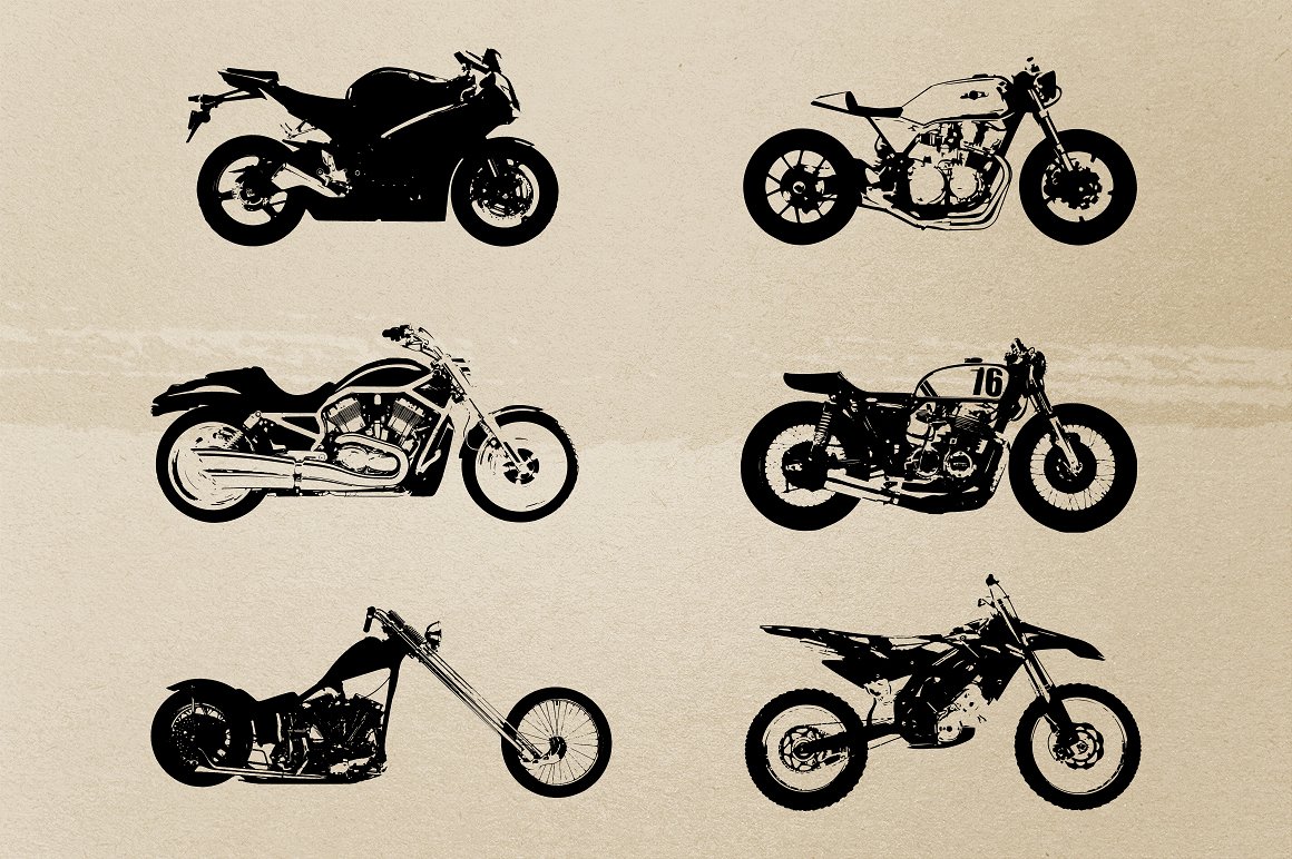 10款矢量摩托车设计素材Vintage Motorcycle