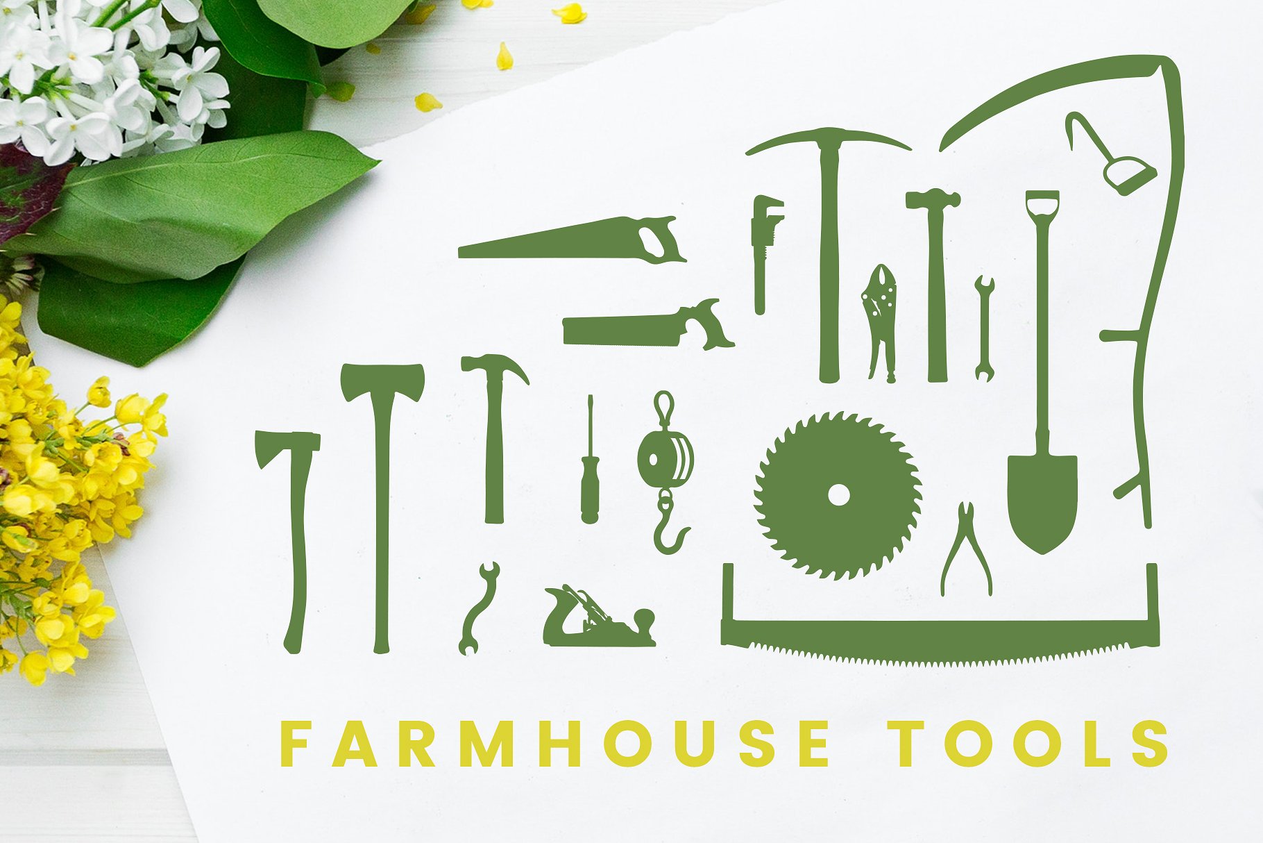 复古工具设计素材Farmhouse Tool Silhoue