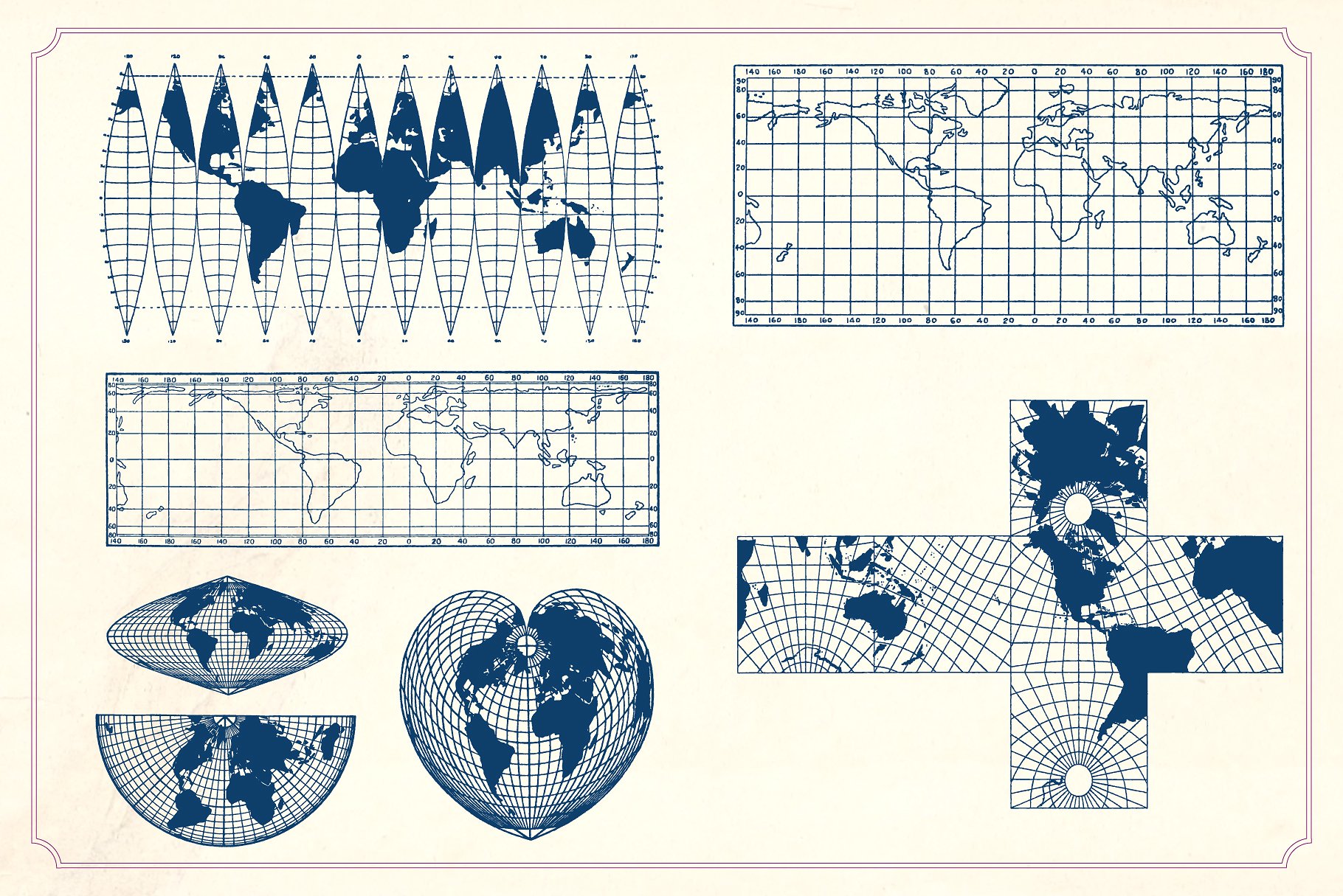 复古地图和网格Vintage Maps and Grids