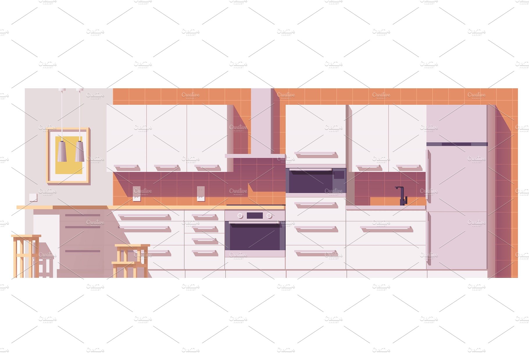 传染媒介低多厨房Vector kitchen illustr