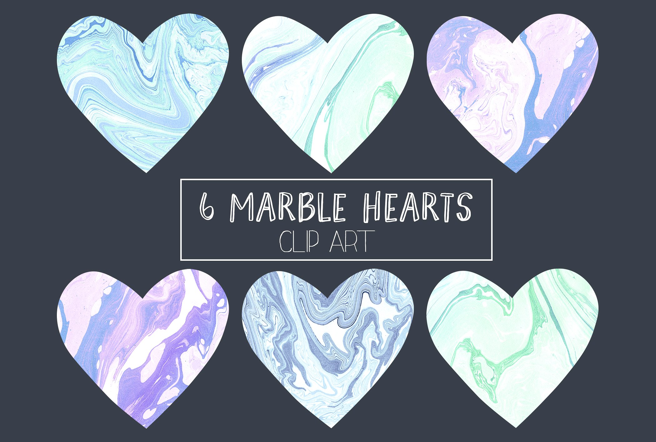 大理石的心剪贴Marble hearts clip art