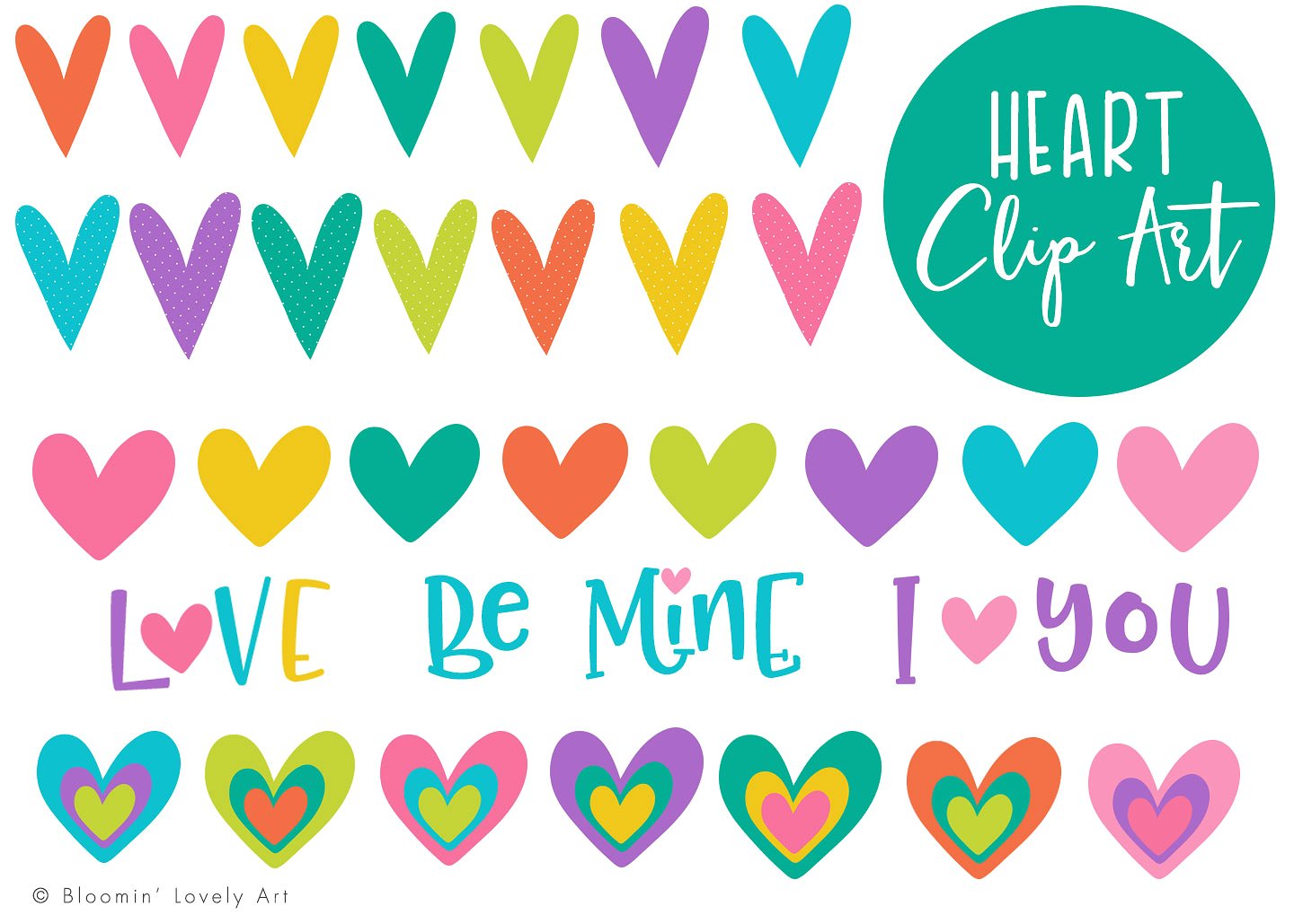 多彩的心剪贴Colorful Heart Clip Art