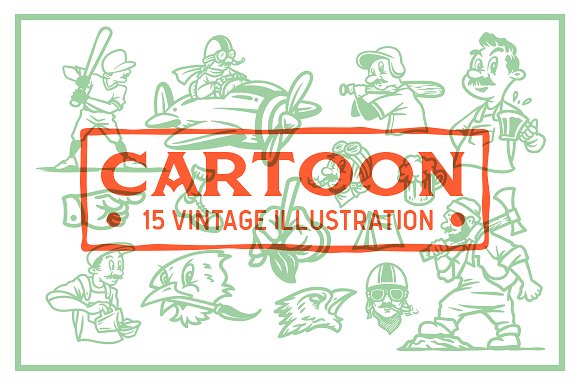 纹身或徽标Cartoon Vintage Illustrat