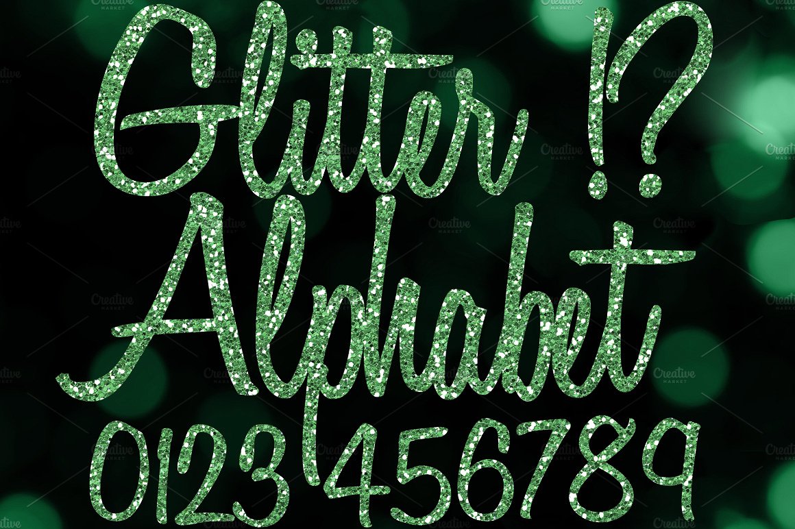 绿色闪光字母Green Glitter Alphabet C