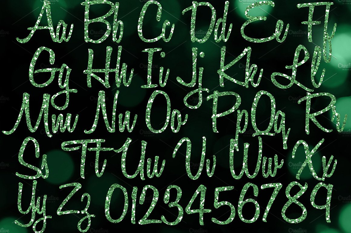 绿色闪光字母Green Glitter Alphabet C