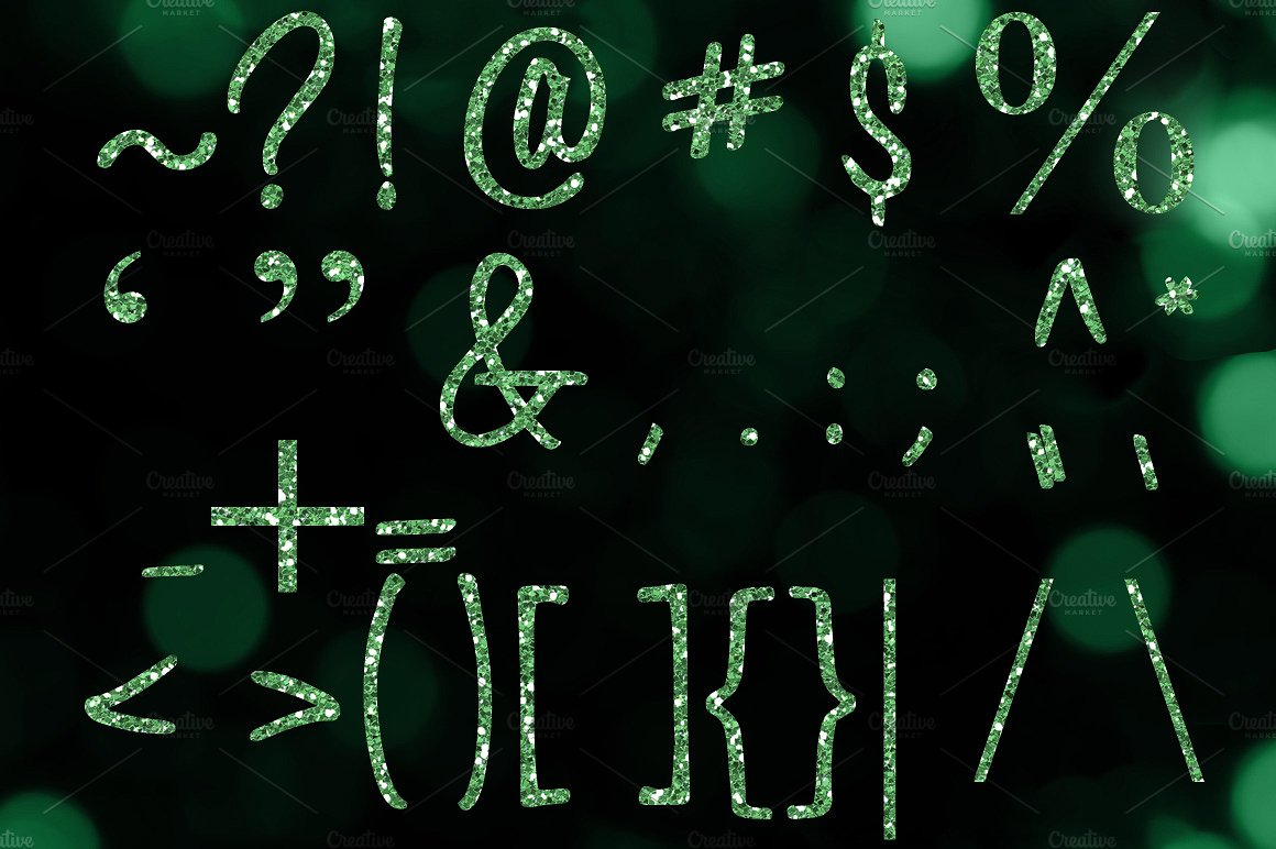 绿色闪光字母Green Glitter Alphabet C