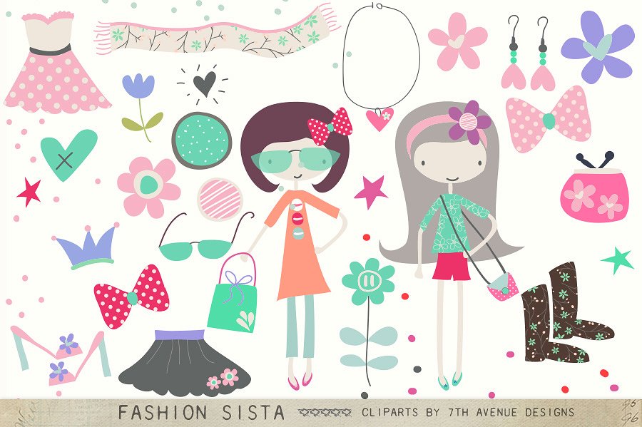 时尚主题剪贴Fashion Sista Cliparts #