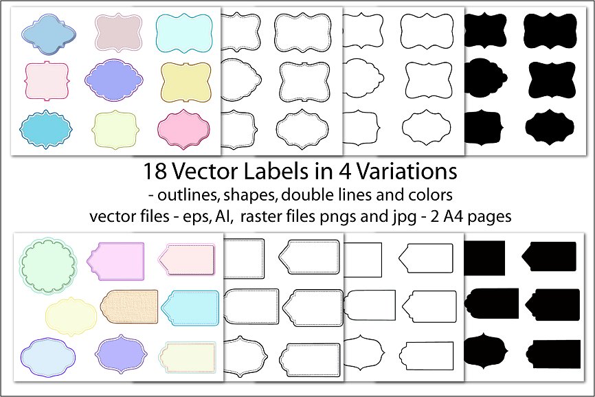 标签淡色Vector Labels Pastel color