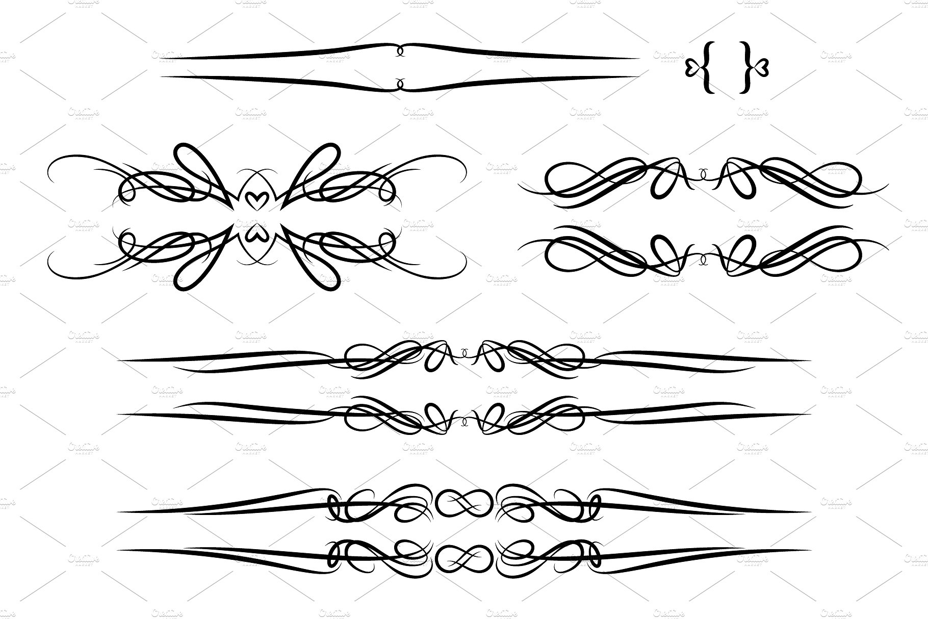 分隔线的数字6 pairs of dividers and