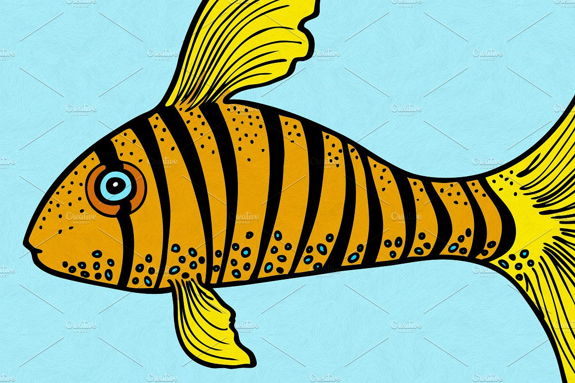 炫彩矢量鱼Illustrated Fish Vector P