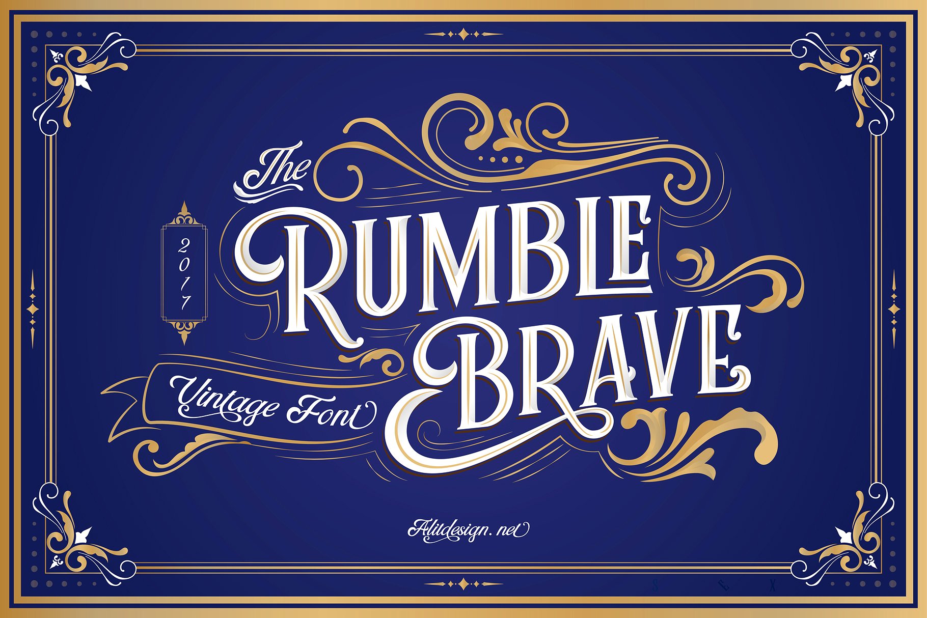一款复古优雅装饰英文字体Rumble Brave Typef