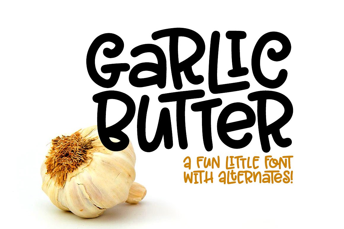 一款圆润插画风格英文字体Garlic Butter: a f