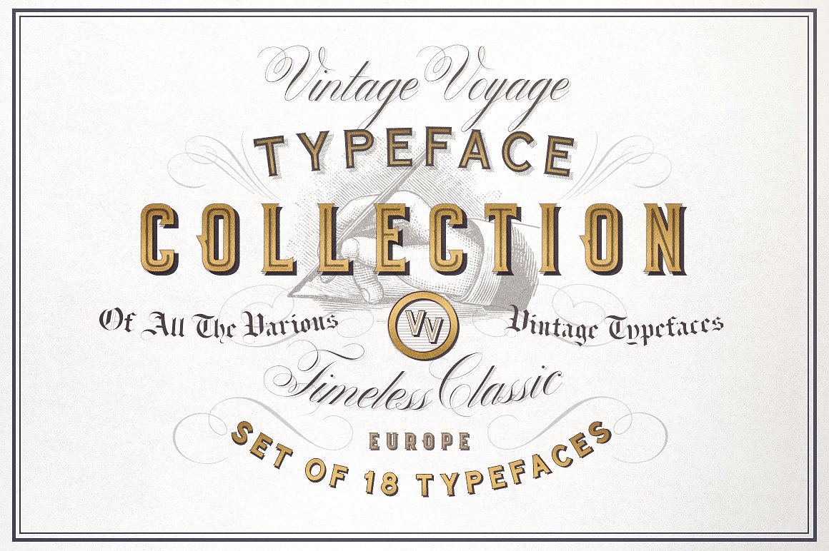 一款复古创意装饰英文字体Vintage Typeface C