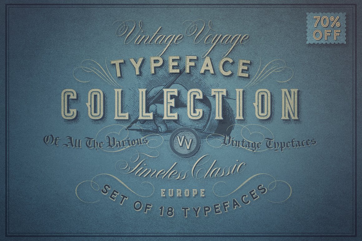 一款复古创意装饰英文字体Vintage Typeface C