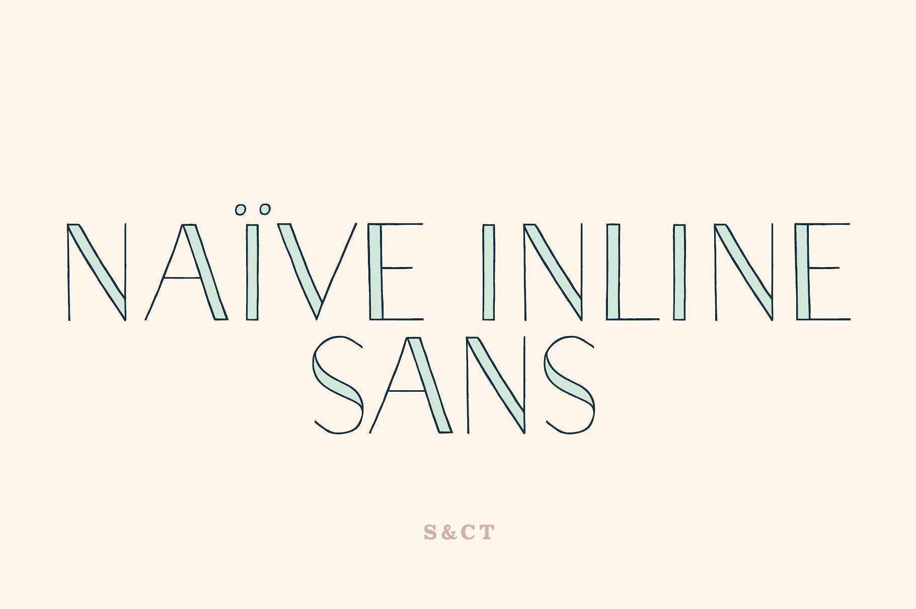 不规则线条的字体Naive Inline Sans Font