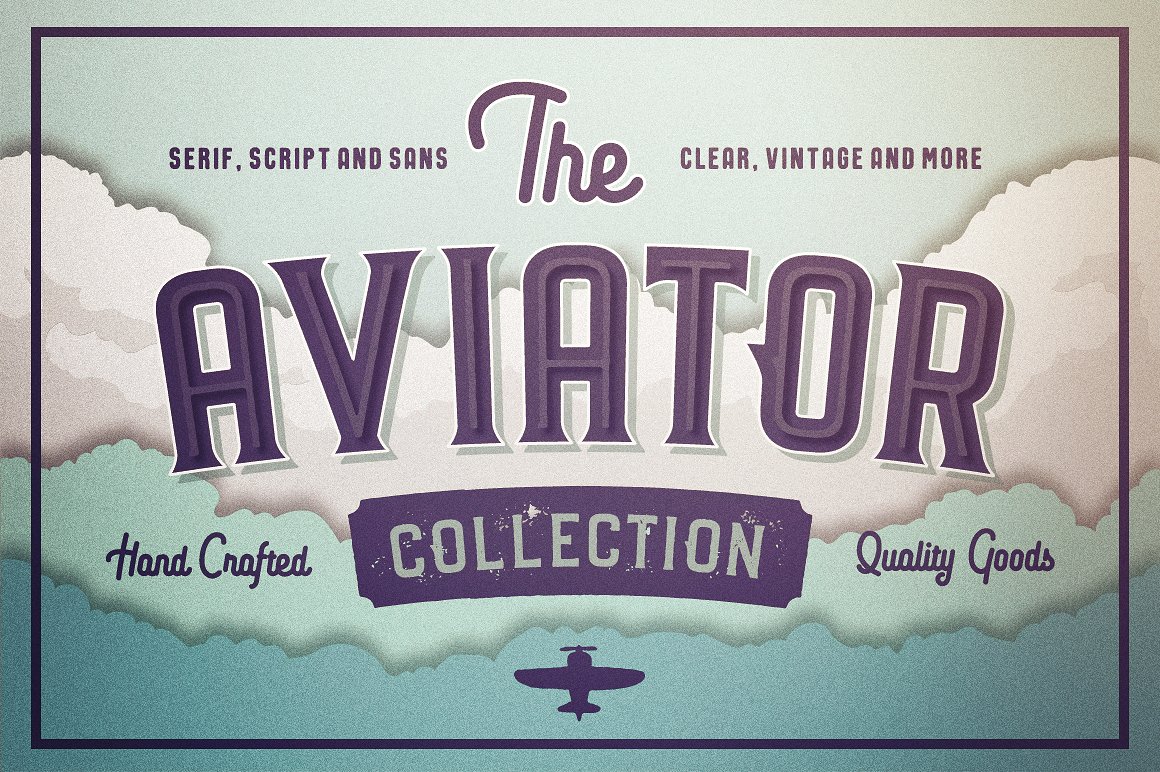一款复古风格英文字体The Aviator Font Col