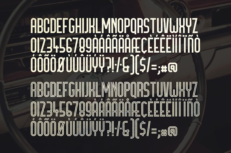 一款创意双线英文字体Bronco Typeface