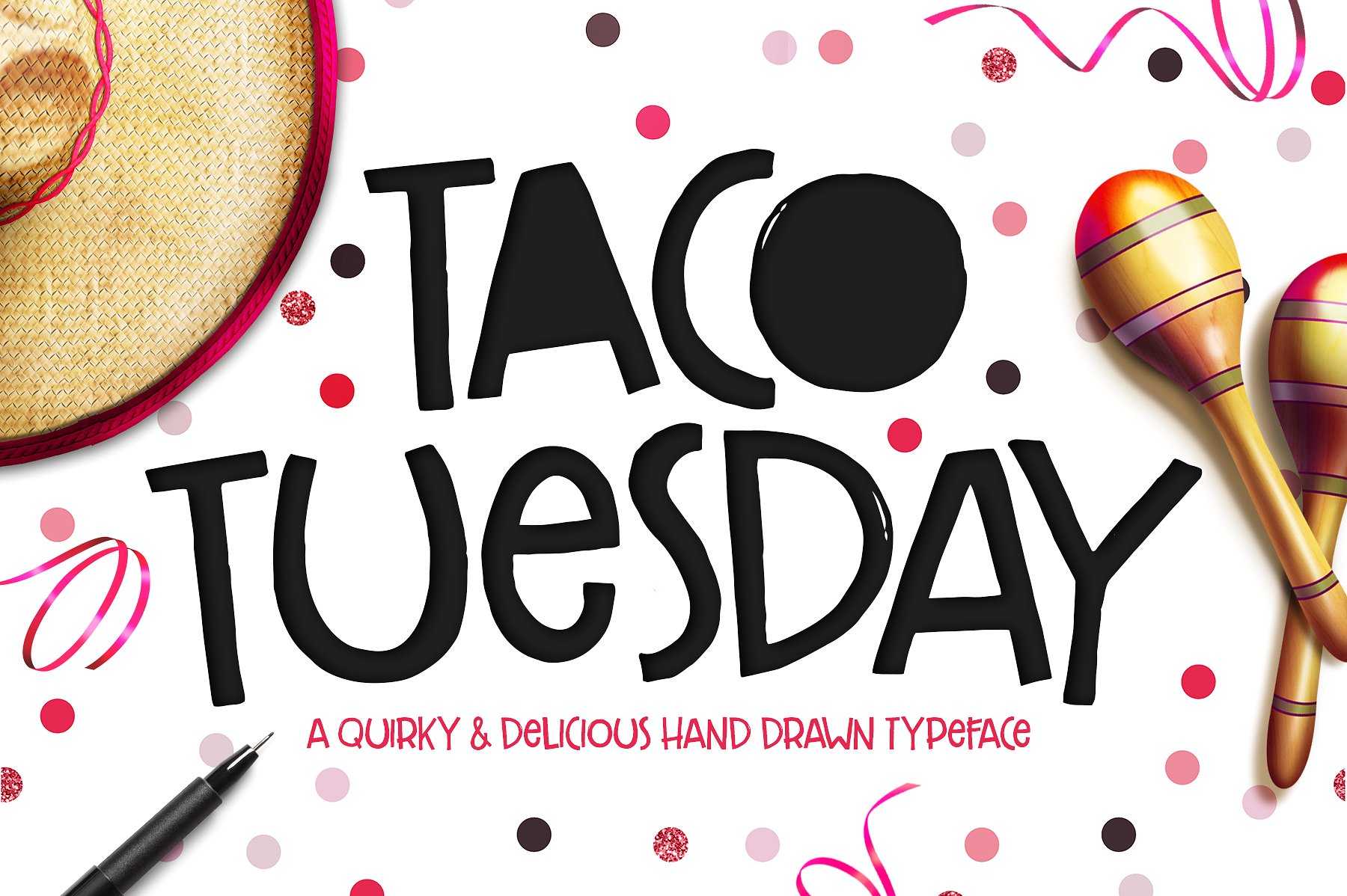 可爱的手绘字体Taco Tuesday Typeface #