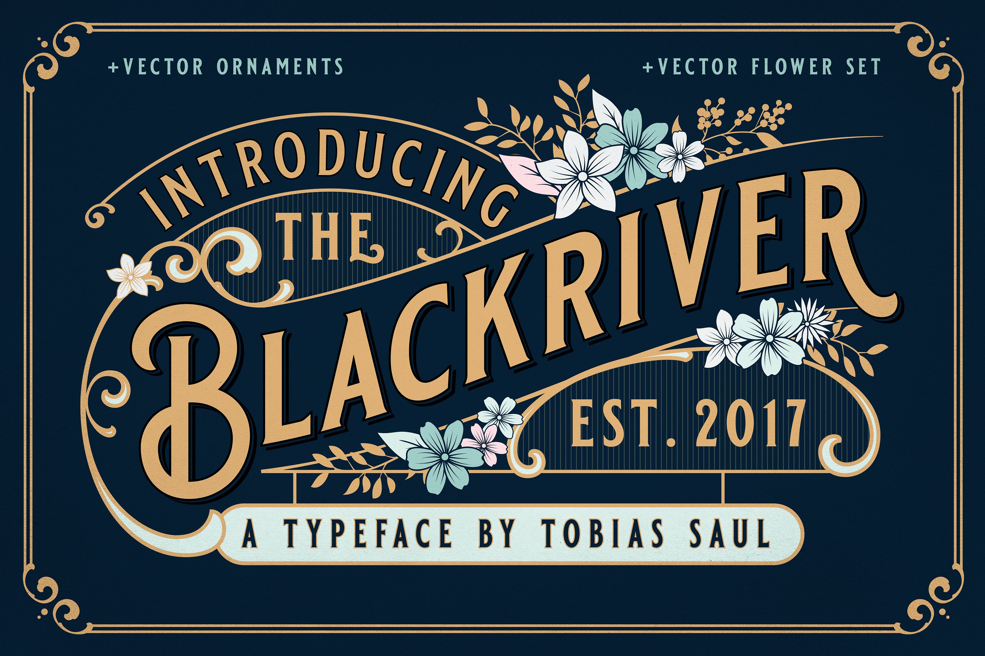 复古徽标字体BLACKRIVER FONT ORNAME