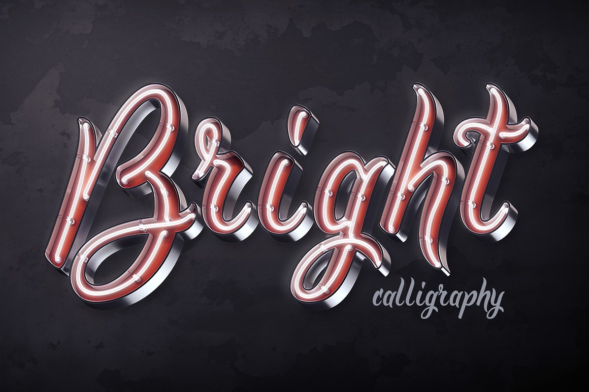 明亮的书法3d script -quot;Bright ca