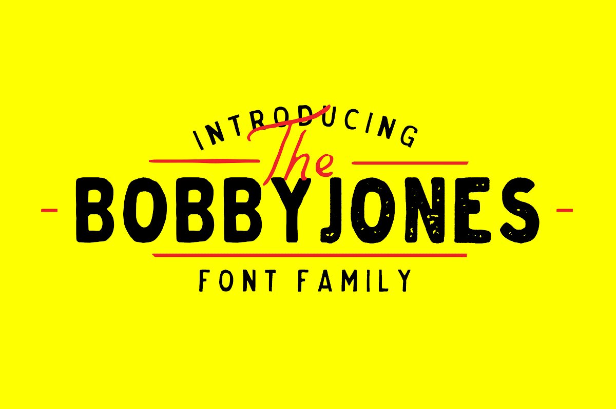黄色英文字体Bobby Jones Font Bundle