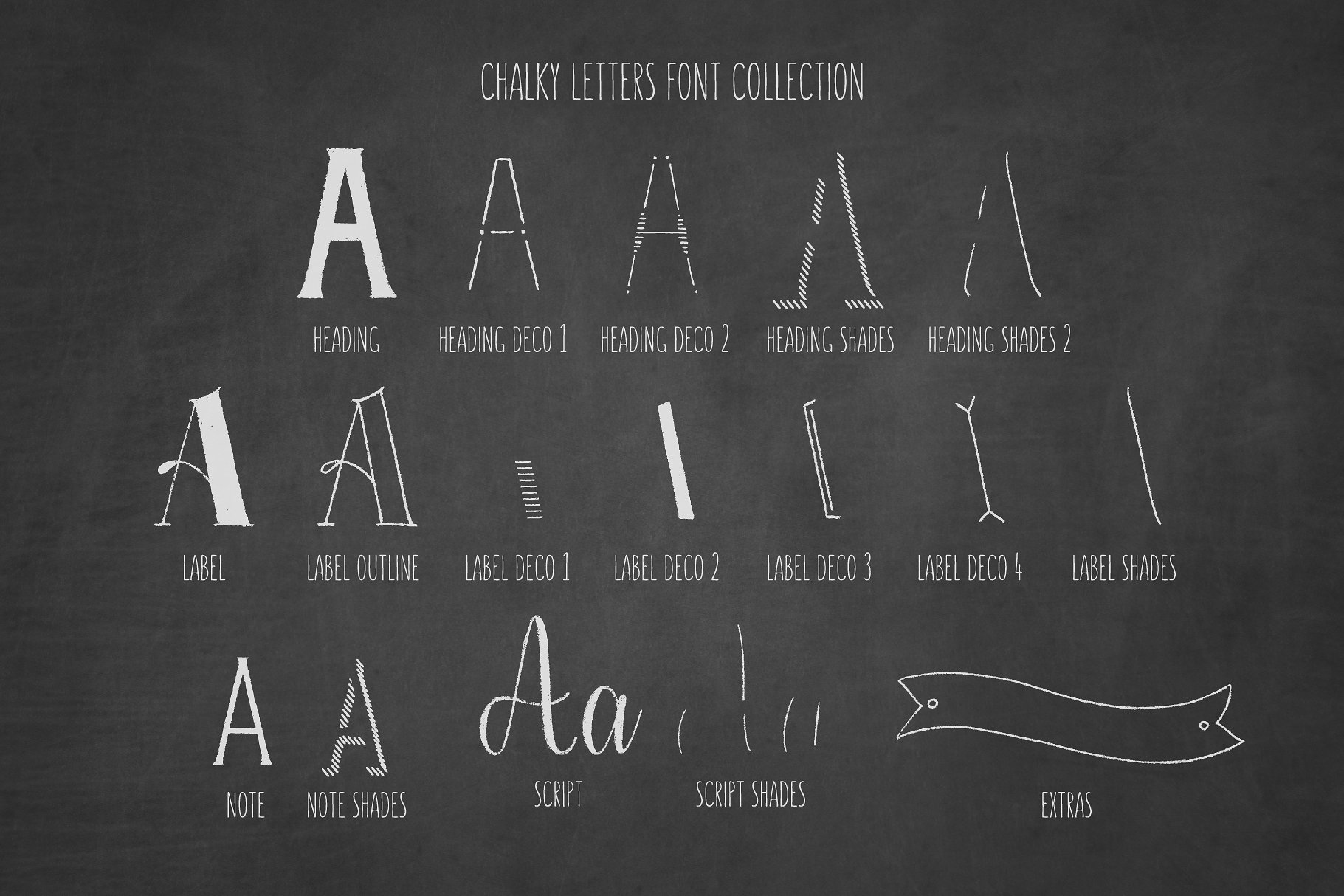 粉笔字母字体Chalky Letters font coll