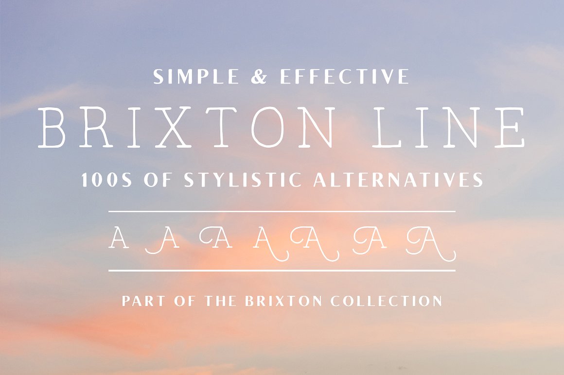 创意可爱纤细衬线英文字体Brixton Line (+Sty