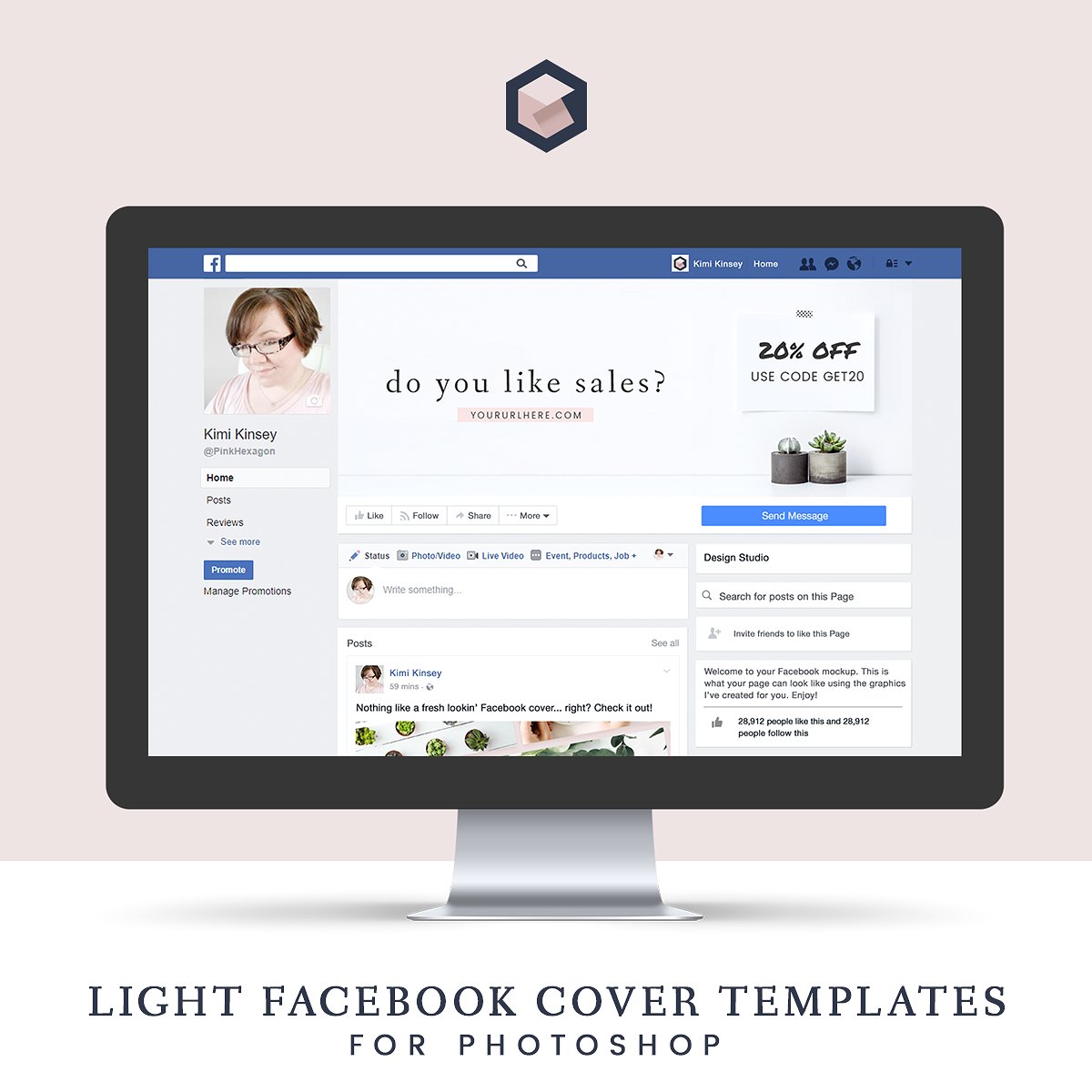 一套Facebook封面排版艺术设计的PSD模板 Light