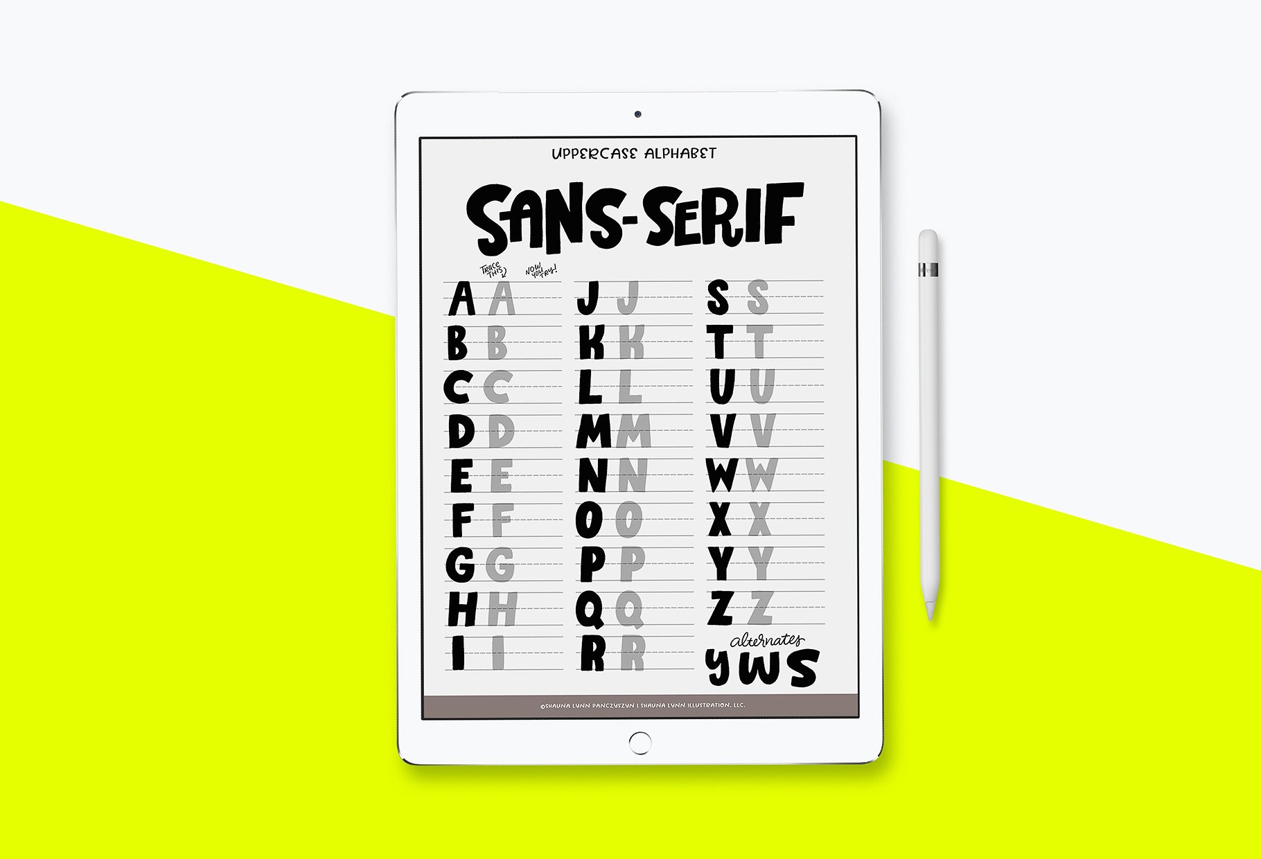 粗狂的英文刻字工作表PS笔刷素材 Sans-Serif Le