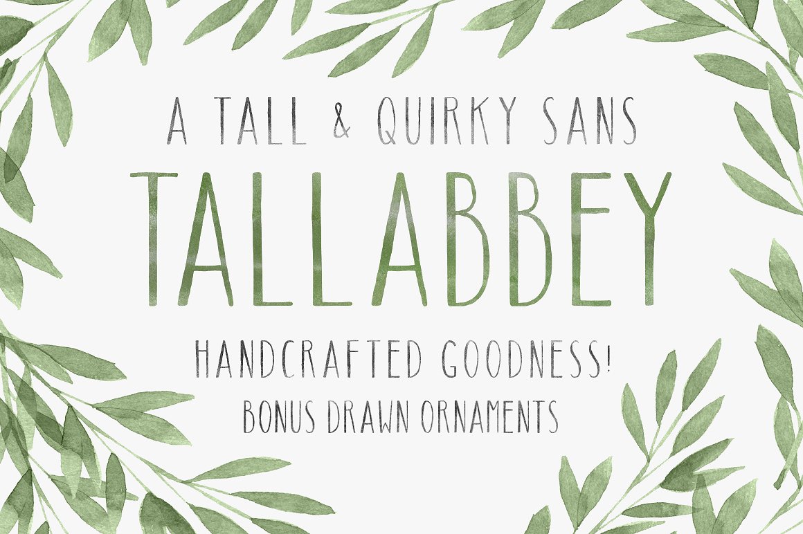 清新手写字体Tall Abbey Ornaments!