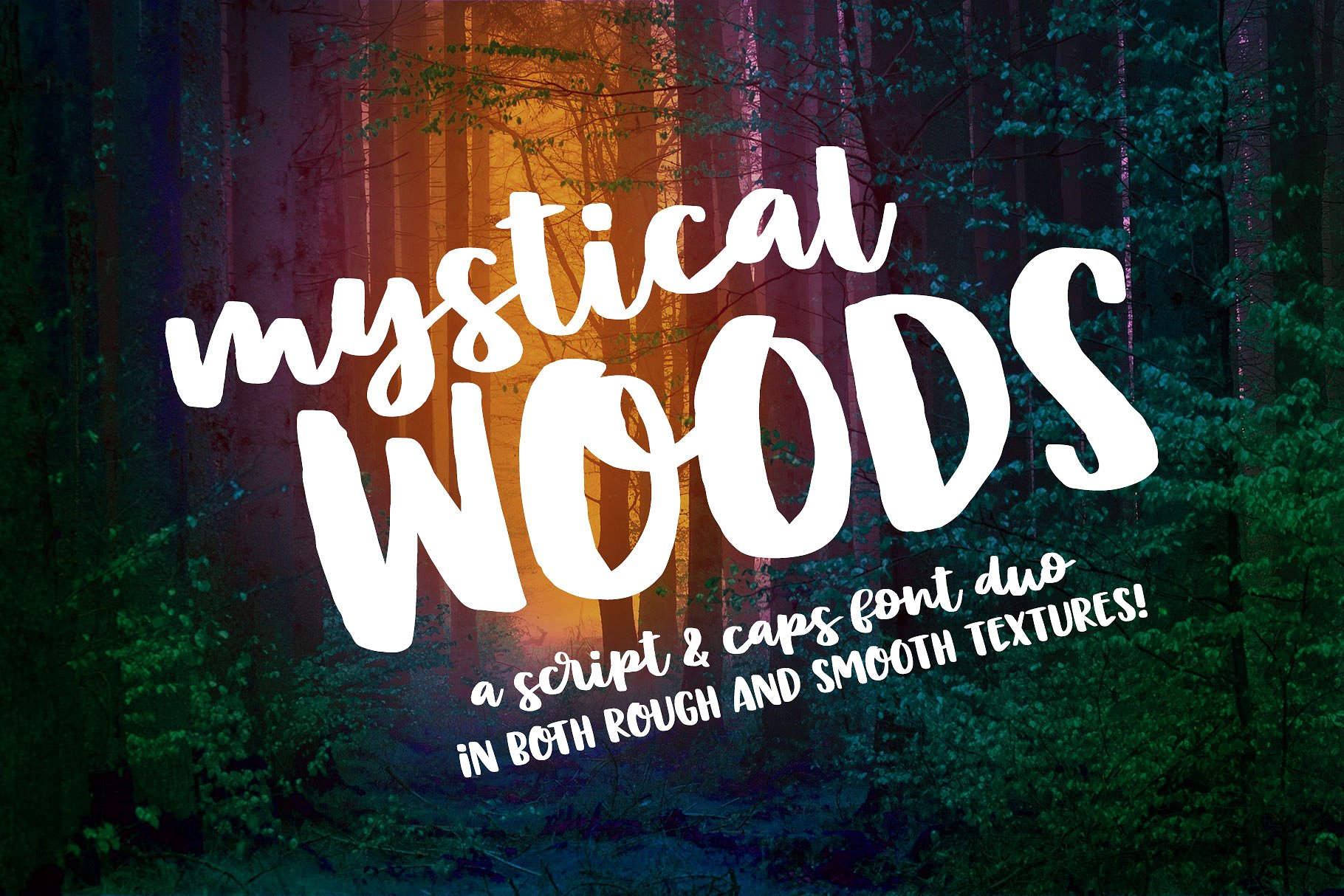 森林大写字体Mystical Woods: script/c