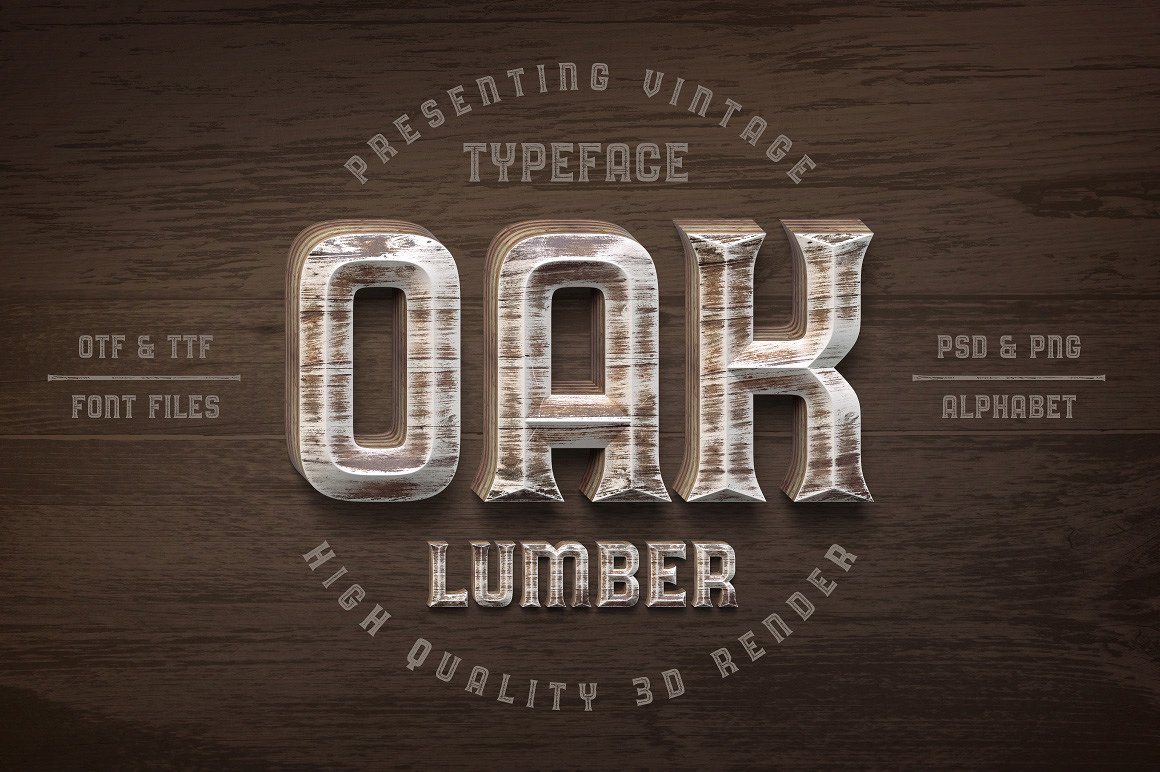 高端木料字体Oak Lumber Typeface PS