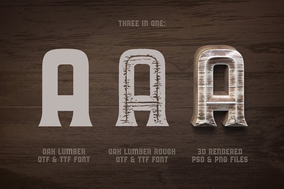 高端木料字体Oak Lumber Typeface PS