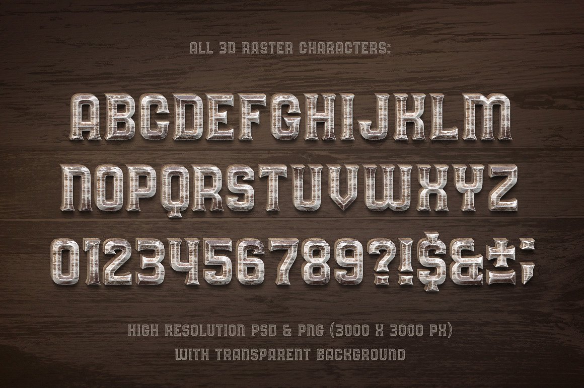 高端木料字体Oak Lumber Typeface PS