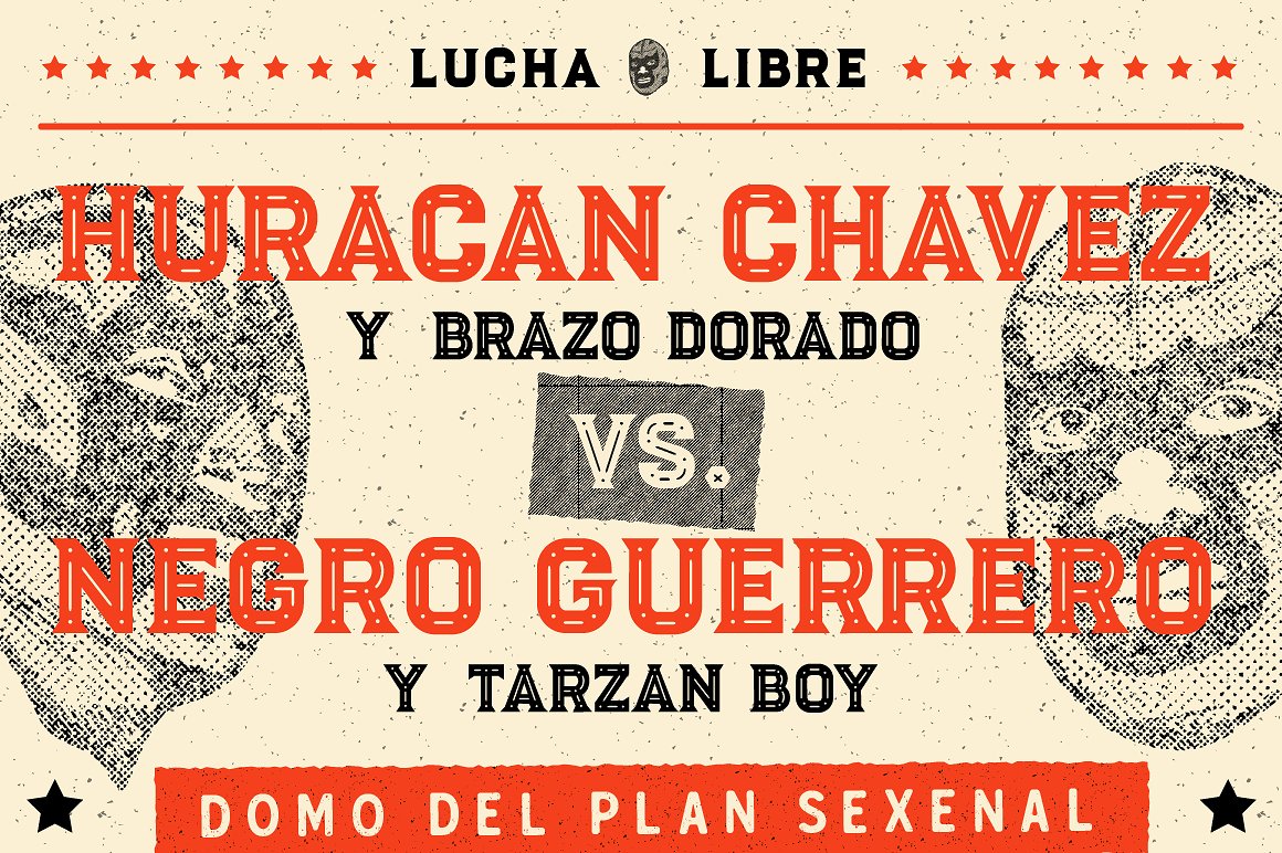 墨西哥个性复古英文装饰字体 Luchador - Serif