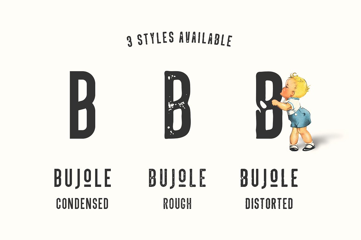 清新英文字体Bujole - A 3 Style Vinta